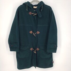 Woolrich Vintage Toggle Duffle Coat M Polartec Fleece Hooded Hunter Green